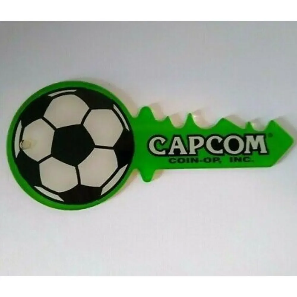 Capcom Flipper Football Pinball Machine Plastic Keychain Original 1996 NOS Green